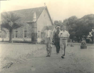 Nathaniel Baker, Charlie Harvey, and Bolling Robertson on St. John's Campus ca. 1944