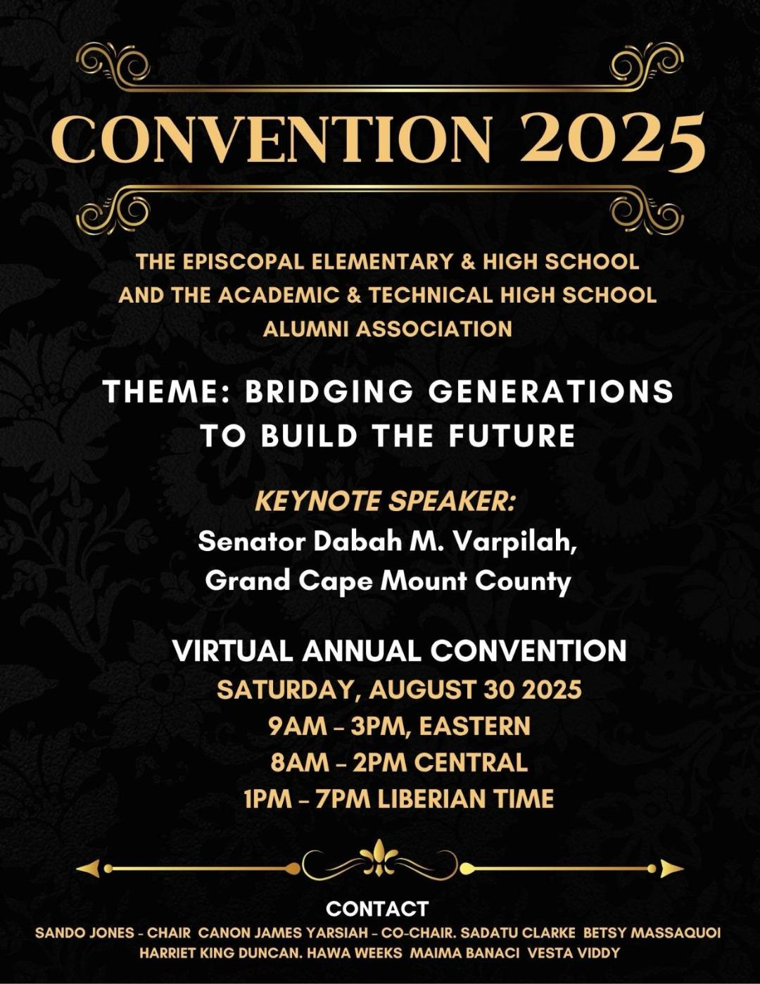 Online virtual conference: Aug. 30, 2025, from 9 a.m. to 3 p.m. Eastern time, 8 a.m. to 2 p.m. Central time, 1 to 7 p.m. Liberian time